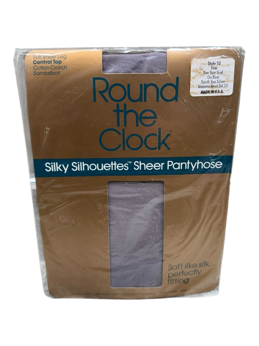Round The Clock Control Top Silky Sheer Pantyhose Size Trim B South Sea Silver